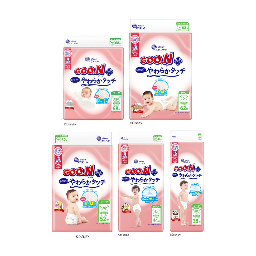 日本大王 柔觸肌(黏貼)紙尿褲/尿布(4包/箱)-(S~XL)日本境內版