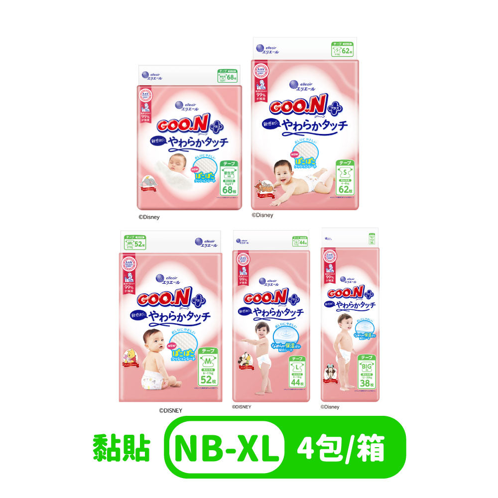 日本大王 柔觸肌(黏貼)紙尿褲/尿布(4包/箱)-(S~XL)日本境內版
