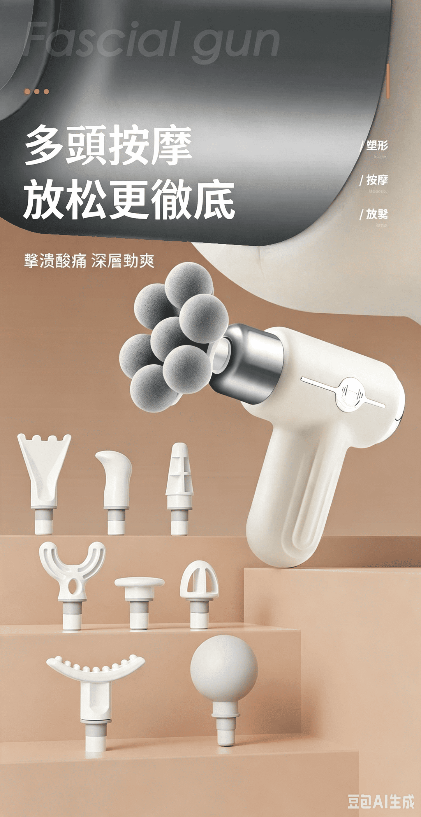 FASCIA GUN 9頭迷你6段式筋膜槍 顏色隨機出貨